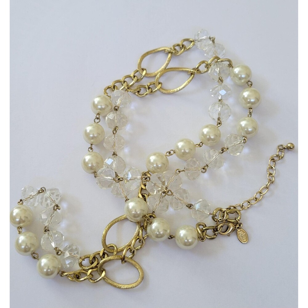 Joan Rivers Pearl and Faceted Crystal Long  Necklace, 40-42” Classics Collection